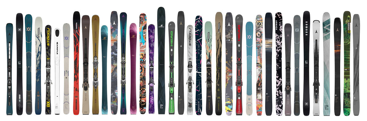 Jans ski wall image showing all the skis for sale at Jans