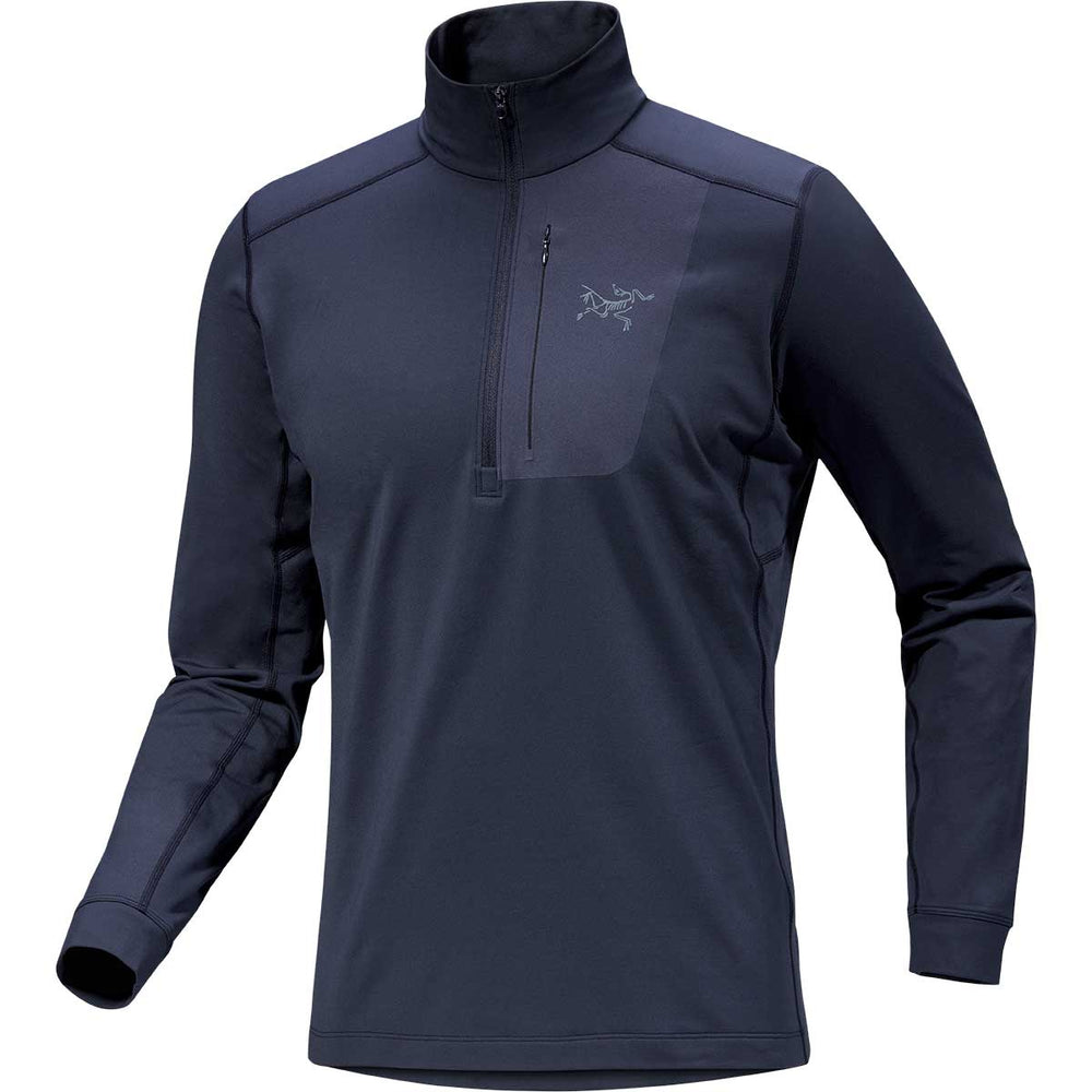 Arcteryx Rho LT Zip Neck Top Men's in Black Sapphire