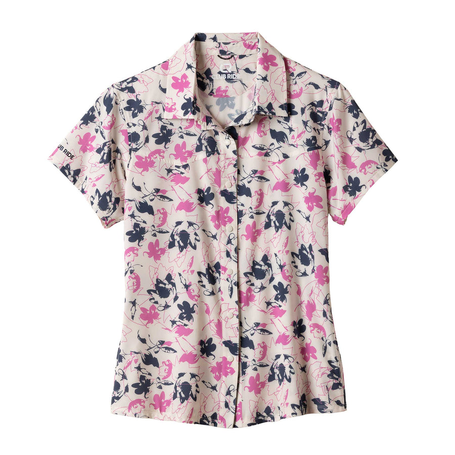 Club Ride Bandara women's Shirt Women's in the color Egret Fox Pink Floral