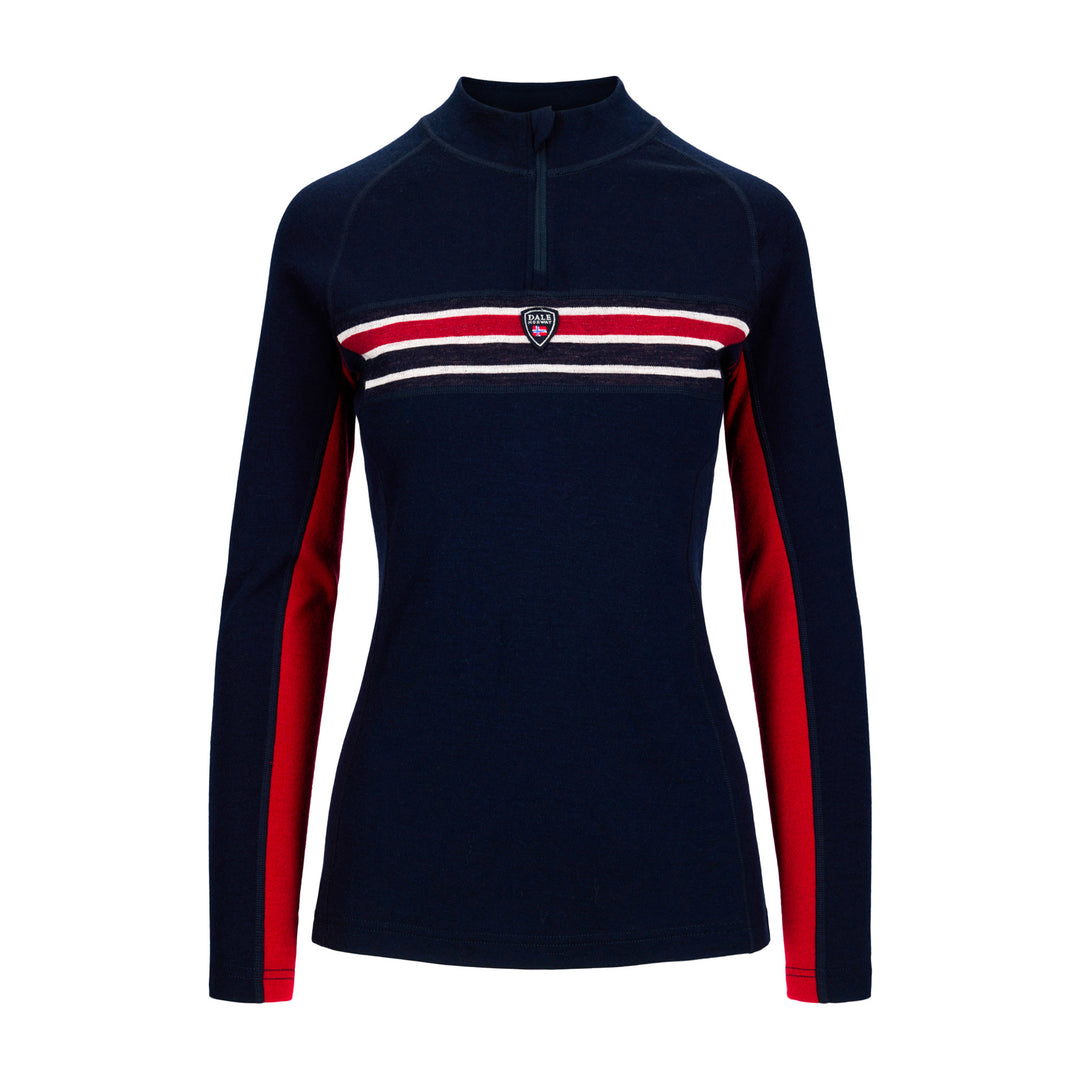 Dale of Norway Aksla Half Zip Baselayer Women's in Navy Red Off White