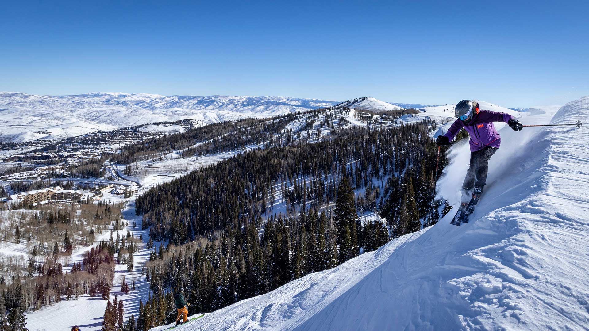 Jans expert skiing on trail at Deer Valley Resort, Park City, UT.