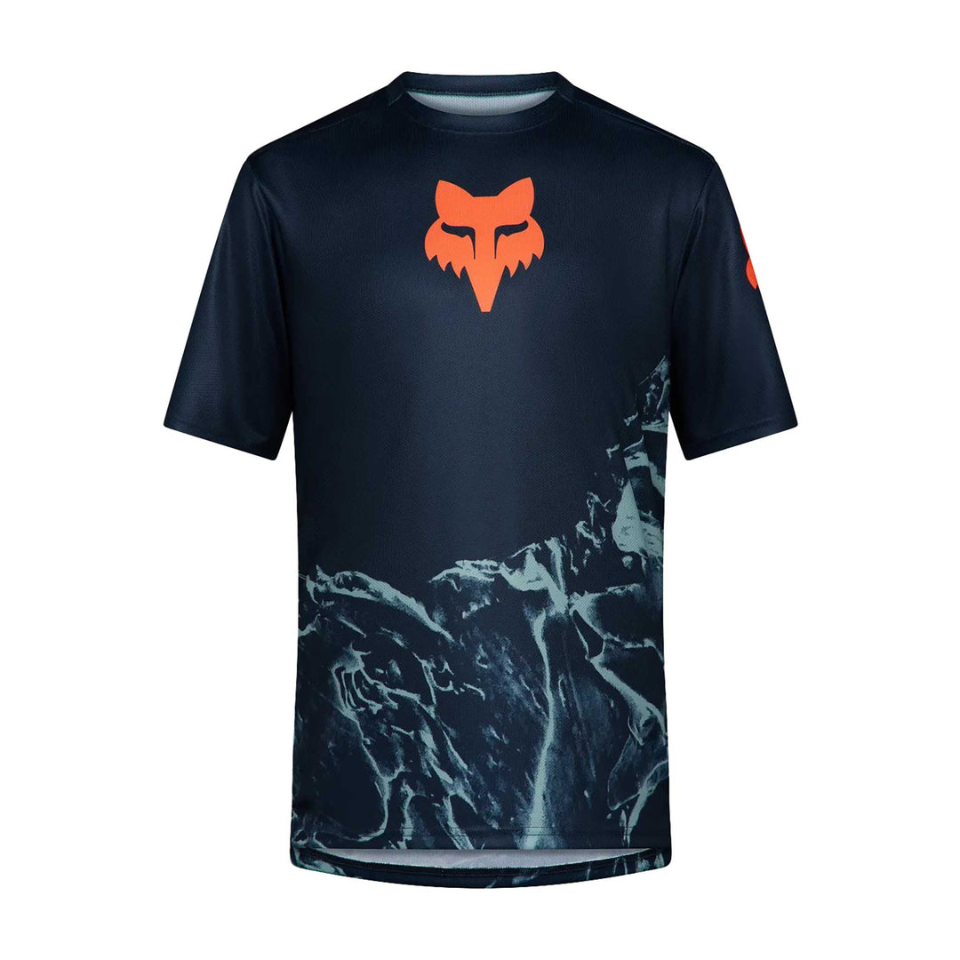 Fox Head Ranger Image Print Short Sleeve Jersey Kids in Dark Blue