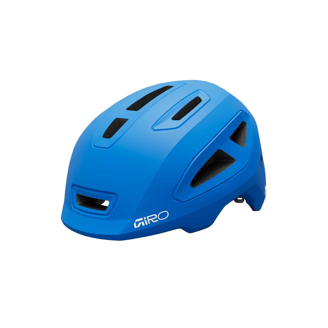 Giro Scamp MIPS II Junior bike helmet in Matte Blue Jewel, featuring a lightweight design, child-friendly fit system, multiple ventilation openings, and integrated MIPS technology for enhanced comfort and protection on neighborhood rides and family bike adventures.