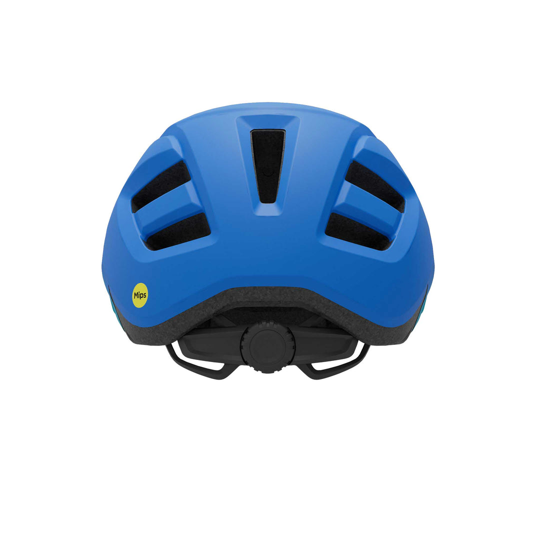 Giro Fixture MIPS II Youth mountain bike helmet in Matte Green and Blue, featuring durable trail-ready construction, extended rear coverage, multiple ventilation ports, and integrated MIPS technology for added protection and comfort for young riders.