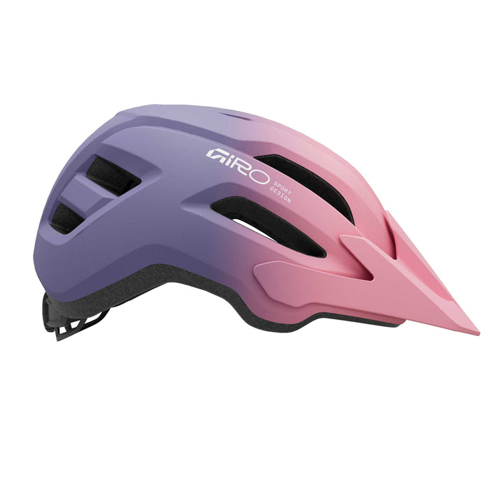 Giro Fixture MIPS II Youth mountain bike helmet in Matte Pink and Purple, featuring durable trail-ready construction, extended rear coverage, multiple ventilation ports, and integrated MIPS technology for added protection and comfort for young riders.