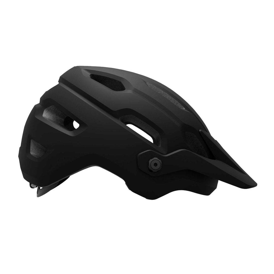 Giro Source MIPS mountain bike helmet in Matte Black, featuring extended rear coverage, large ventilation channels, an adjustable visor, and integrated MIPS technology for added protection on trail rides.