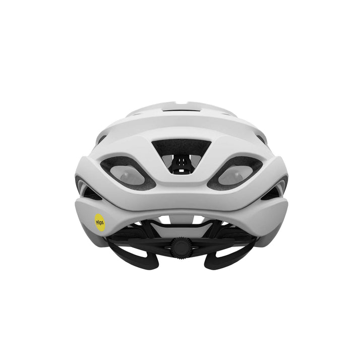 Giro Helios Spherical cycling helmet in Matte White, featuring a sleek aerodynamic design, multiple ventilation ports, and advanced impact protection technology.