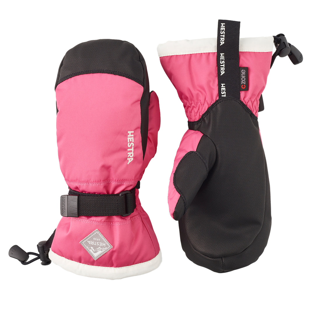 Hestra Gauntlet CZone Mitten Kids' in Fuchsia and Ivory