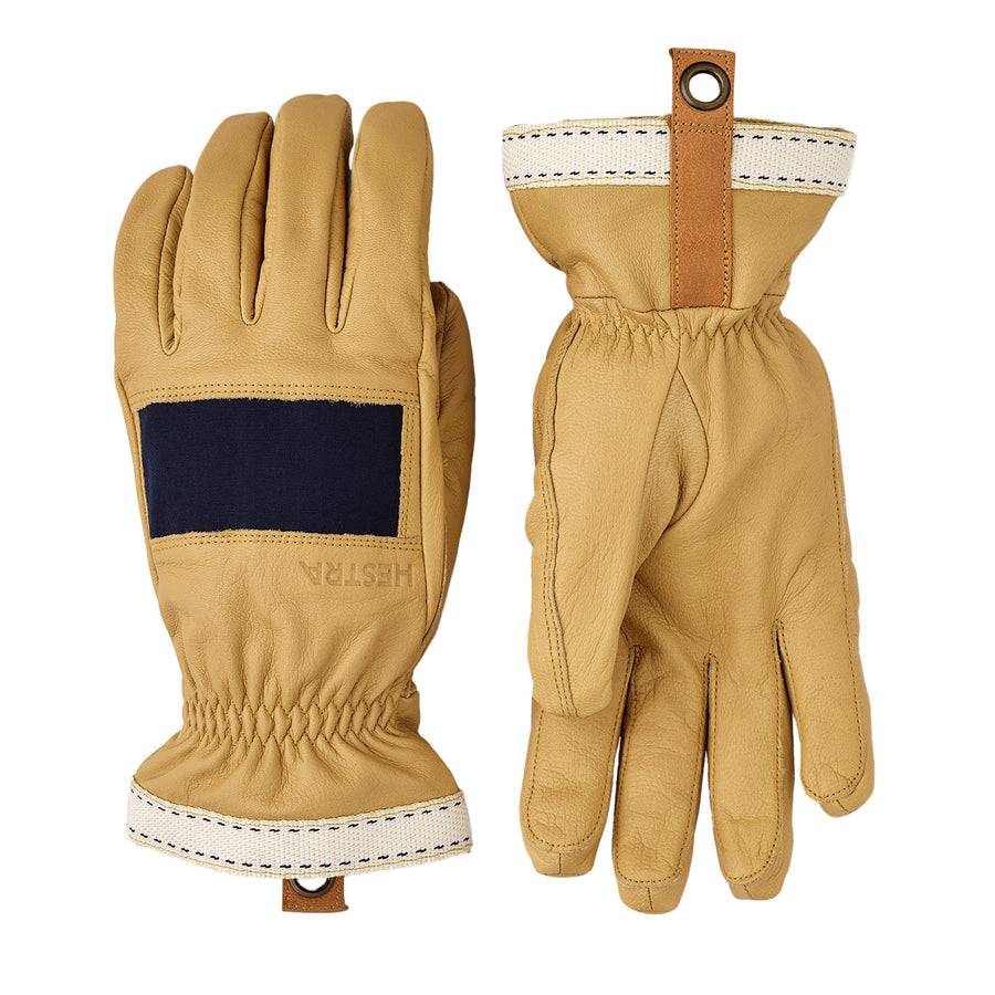 Hestra Njord Glove in Navy and Natural Brown