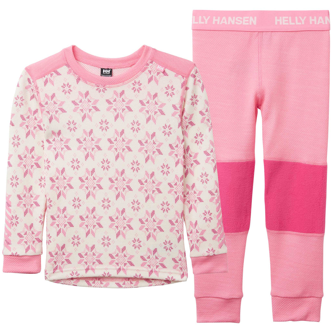 Helly Hansen Graphic Lifa Merino Set Kids' in Sugar Pink Snowflake