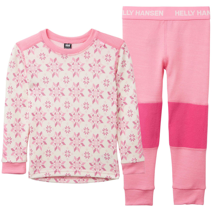 Helly Hansen Graphic Lifa Merino Set Kids' in Sugar Pink Snowflake