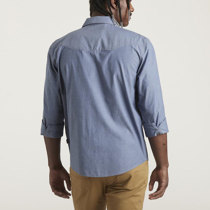 Howler Brothers Crosscut Snapshirt Mens in Classic Blue Chambray