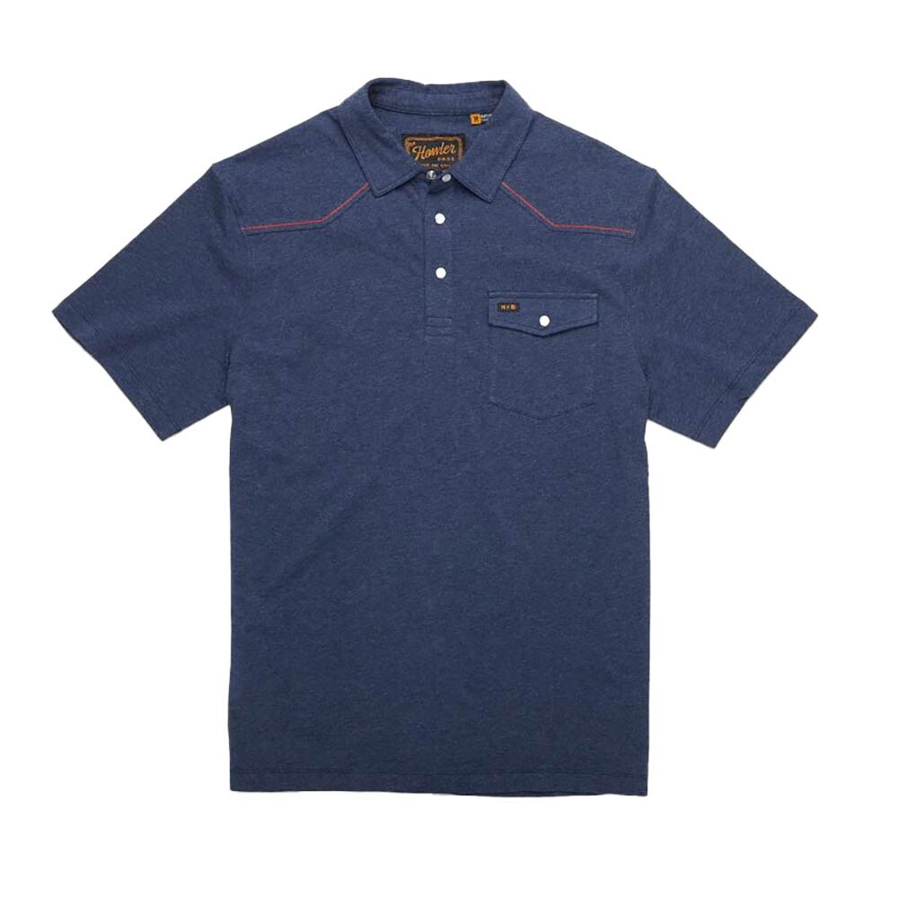 Howler Brothers Ranchero Polo Shirt Mens in Indigo Heather
