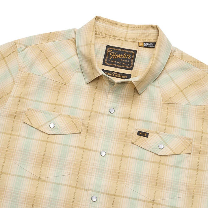 Howler Brothers H Bar B Snapshirt Mens in Prairie Plaid Gold