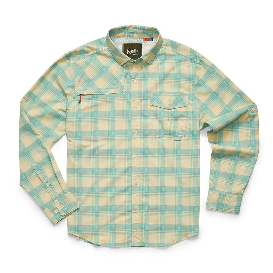 Howler Brothers Matagorda Long Sleeve Shirt Mens in Sheldon Dobby Plaid Parchment