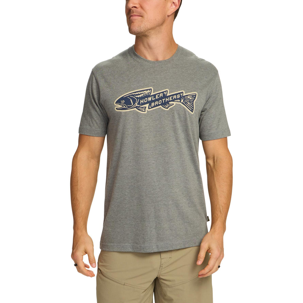 Howler Brothers Trout Bolt TShirt Mens in Athletic Grey Heather