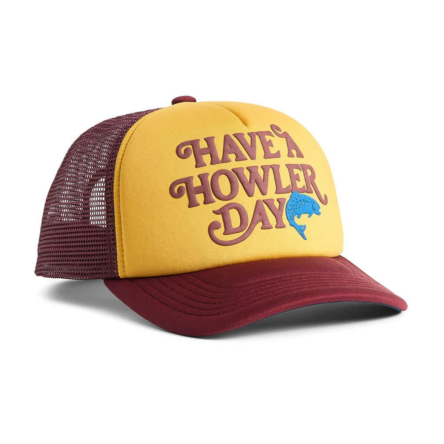 Howler Brothers Have a Howler Day Foam Dome Hat in Gold and Maroon