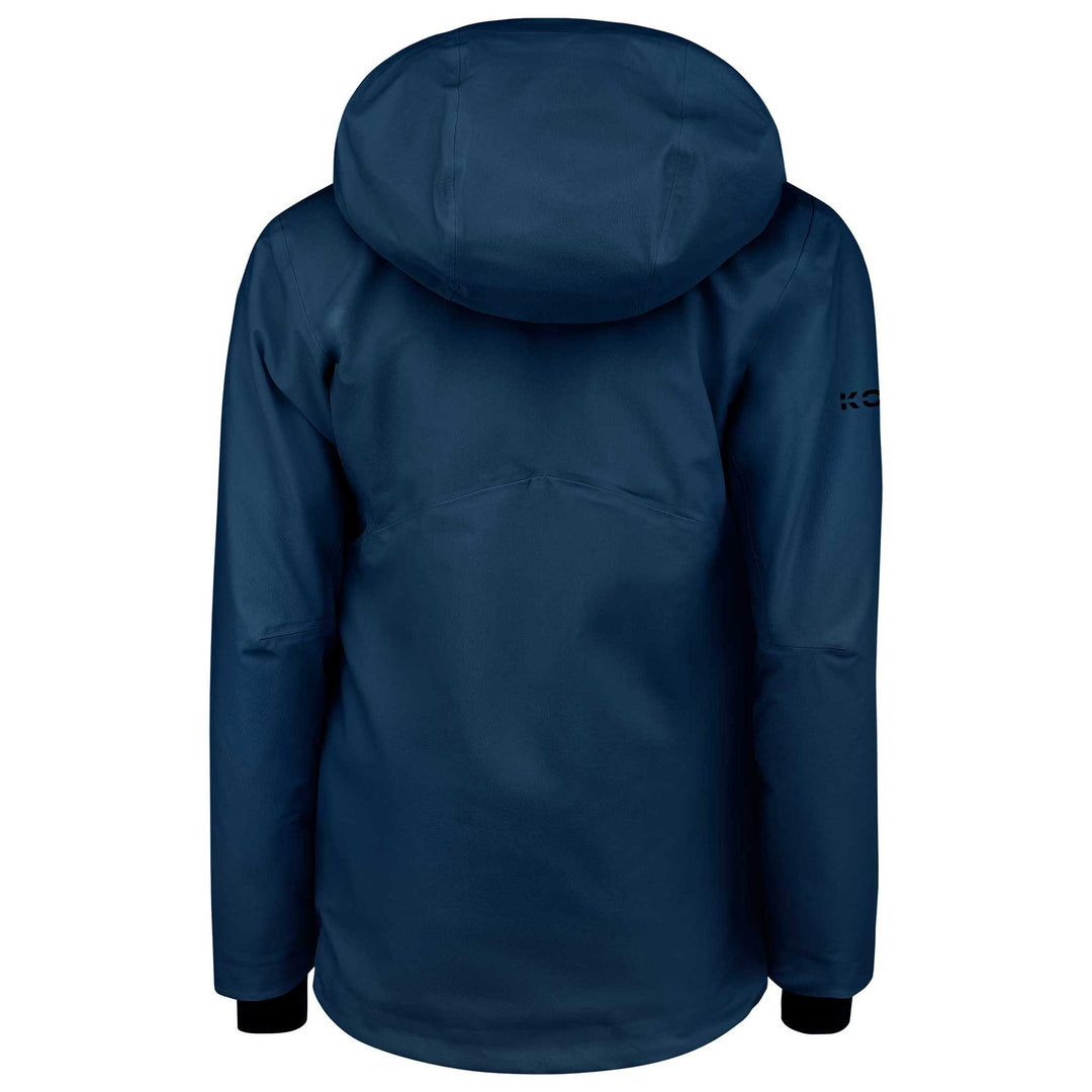 Women’s Head Kore Nordic Jacket in velvet blue, shown with a longer technical cut designed for cold-weather freeride skiing.