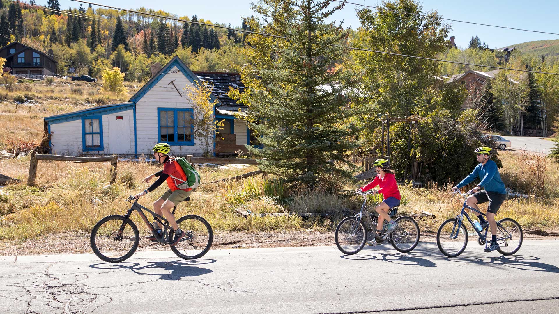 Jans expert leading a guided Historic Road Bike Tour in Park City, Utah.