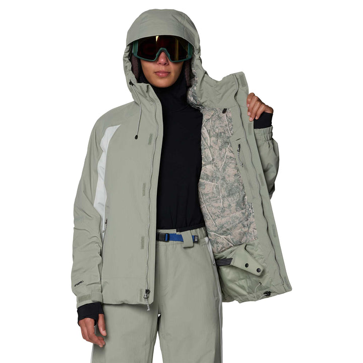 Mountain Hardwear Women's Warp Factor Insulated Jacket in Silt Grey Gamma Grey.