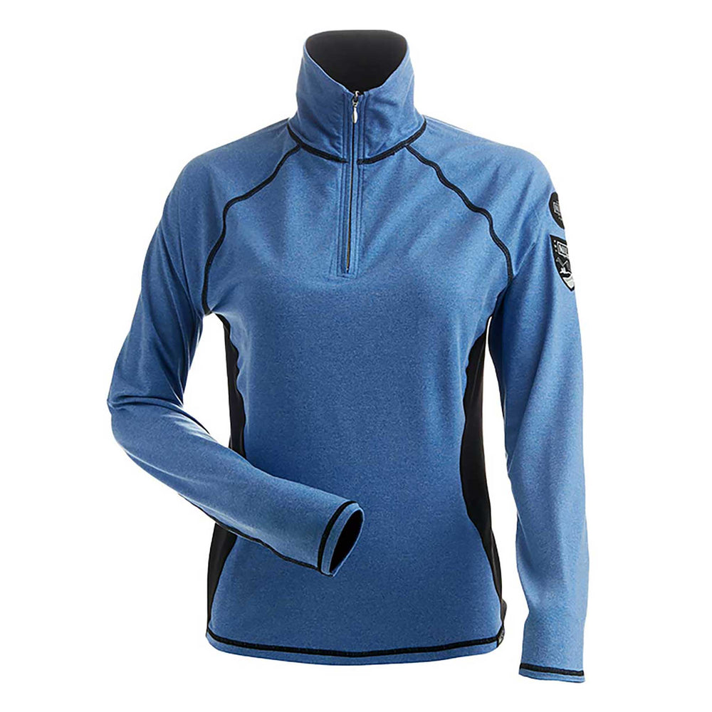  NILS Cora T-Neck Top in Electric Blue and Black