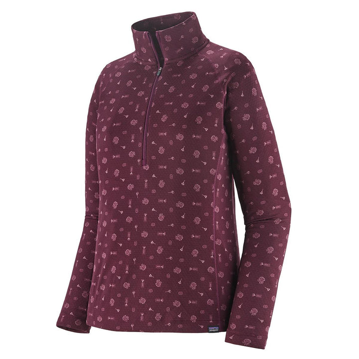 Patagonia Capilene Midweight ZipNeck Top Women’s in Fire Floral Night Plum
