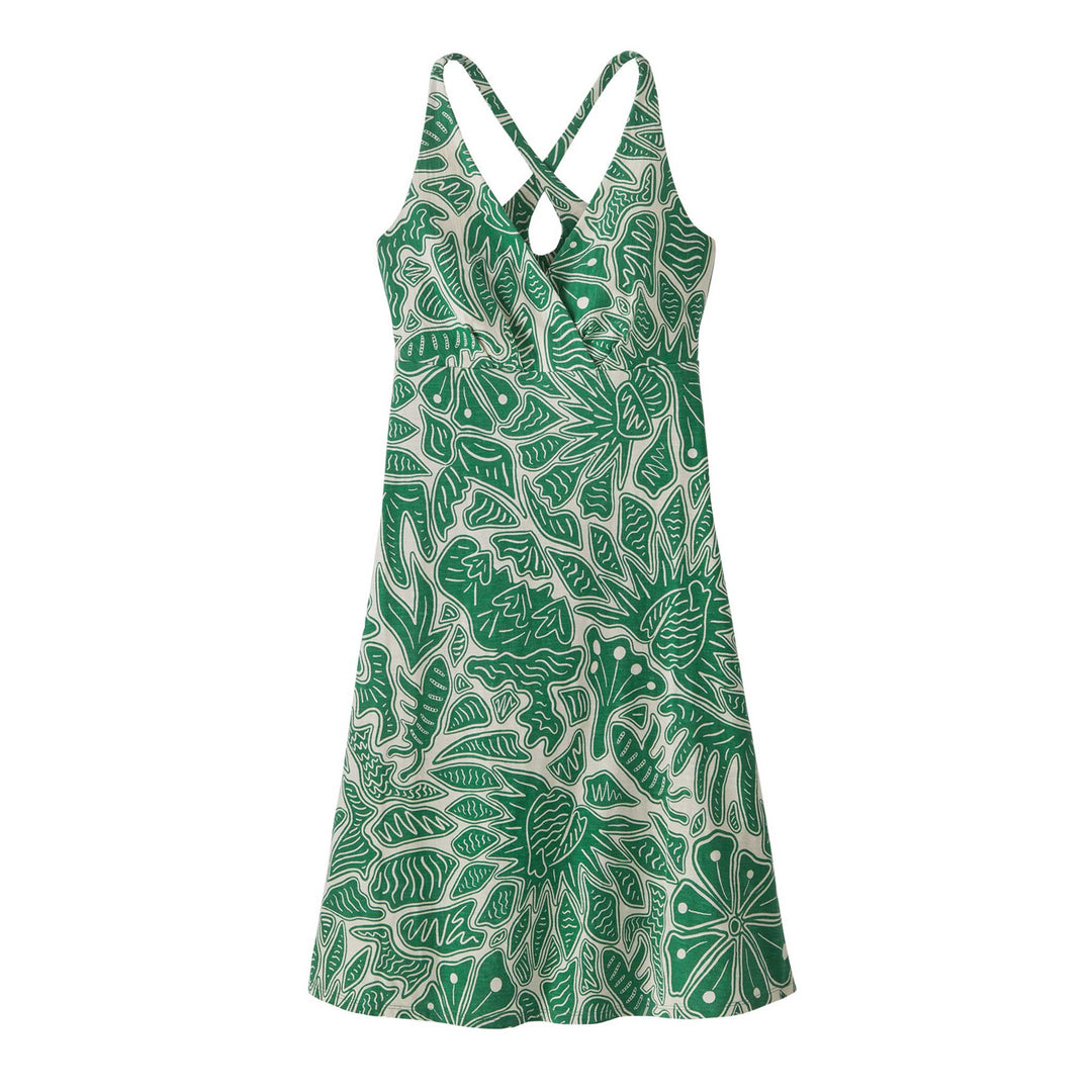 Patagonia Amber Dawn Dress Women's in Bees and Flowers Heartleaf Green