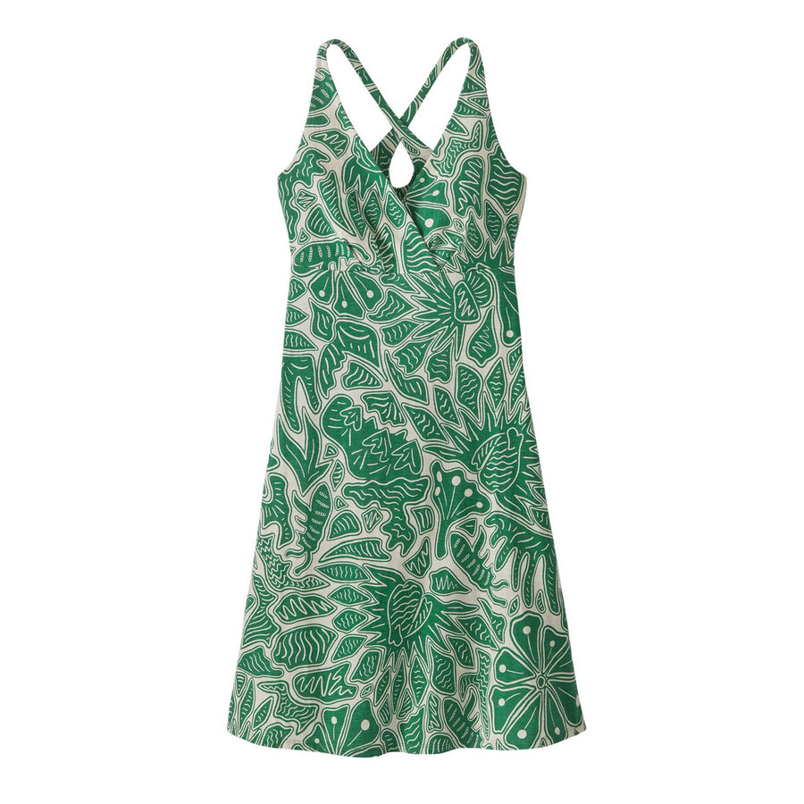 Patagonia Amber Dawn Dress Women's in Bees and Flowers Heartleaf Green