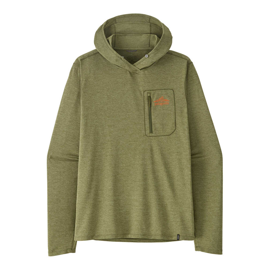Patagonia Cap Cool Sun Hoody Cloud Crag Crest Men's in Caper Green Buckhorn Green X-Dye