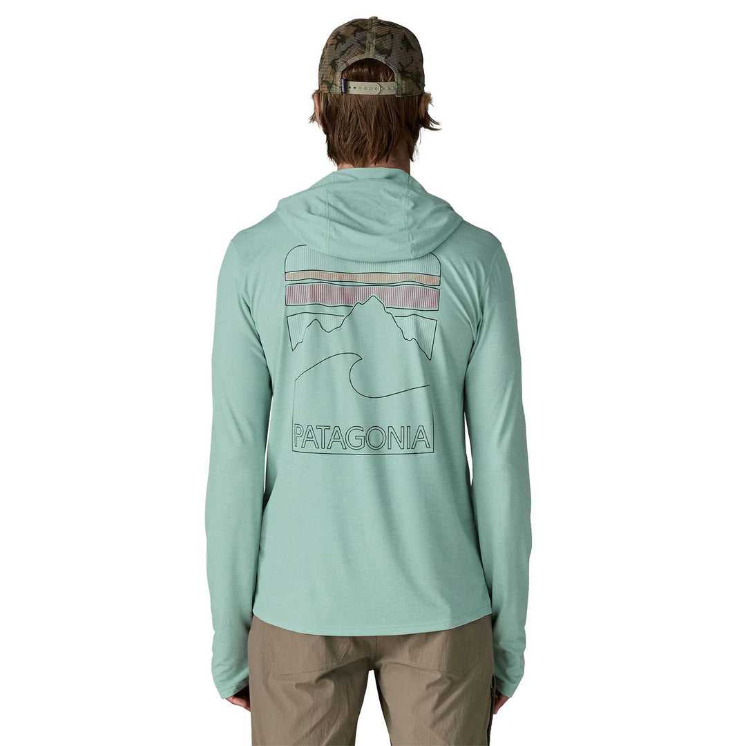 Patagonia Cap Cool Sun Hoody Peak Visions Men's in Thermal Blue Thin Ice X-Dye