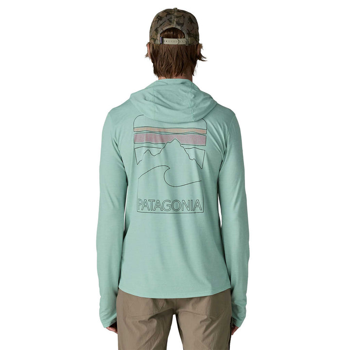 Patagonia Cap Cool Sun Hoody Peak Visions Men's in Thermal Blue Thin Ice X-Dye