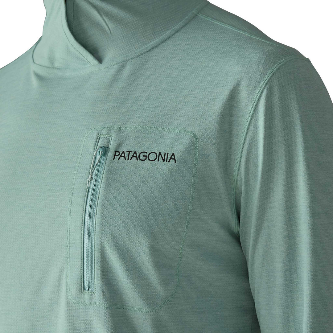 Patagonia Cap Cool Sun Hoody Peak Visions Men's in Thermal Blue Thin Ice X-Dye