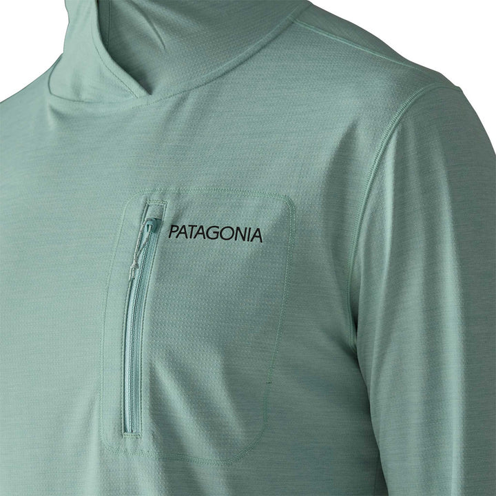 Patagonia Cap Cool Sun Hoody Peak Visions Men's in Thermal Blue Thin Ice X-Dye