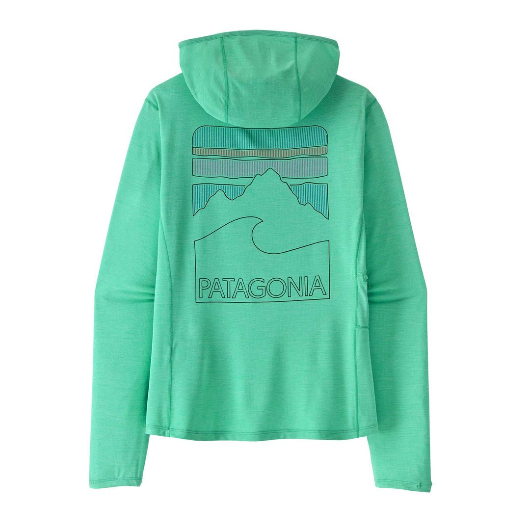 Patagonia Cap Cool Sun Hoody Peak Visions Women's in Aqua Stone Early Teal X-Dye 