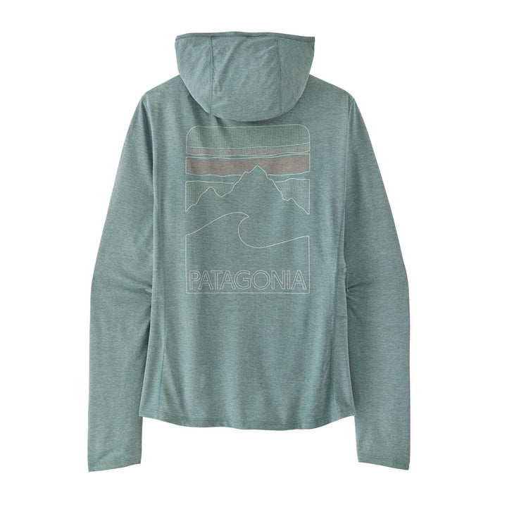 Patagonia Cap Cool Sun Hoody Peak Visions Women's in Nouveau Green Blue Sage X-Dye 