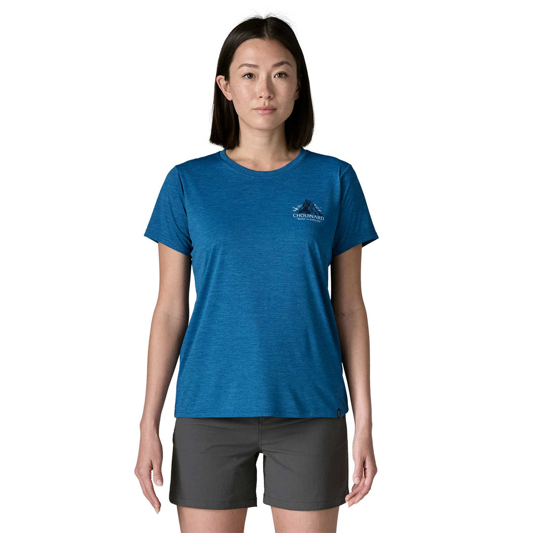 Patagonia Cap Cool Daily Shirt Chouinard Crest Women's in Aquatic Blue - Light Aquatic Blue X-Dye