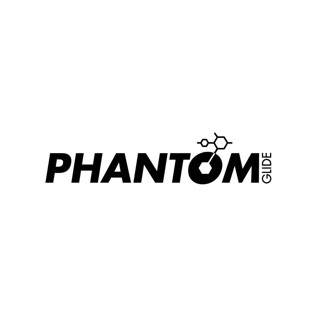 Logo for 'Phantom Glide' ski base treatment on a white background