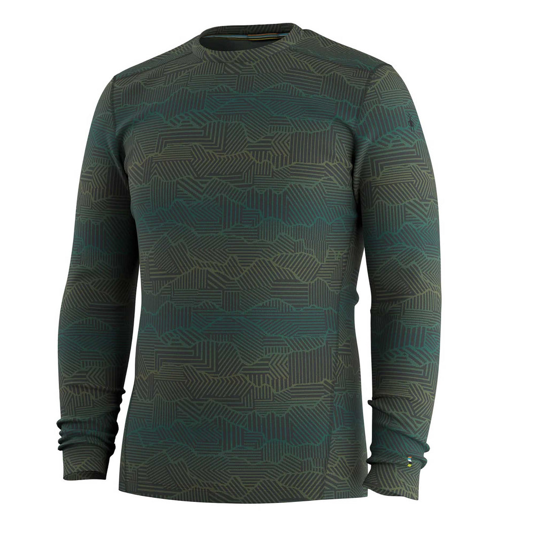 SmartWool Classic Thermal Merino Baselayer Crew Top Men's in Charcoal Linear Peaks