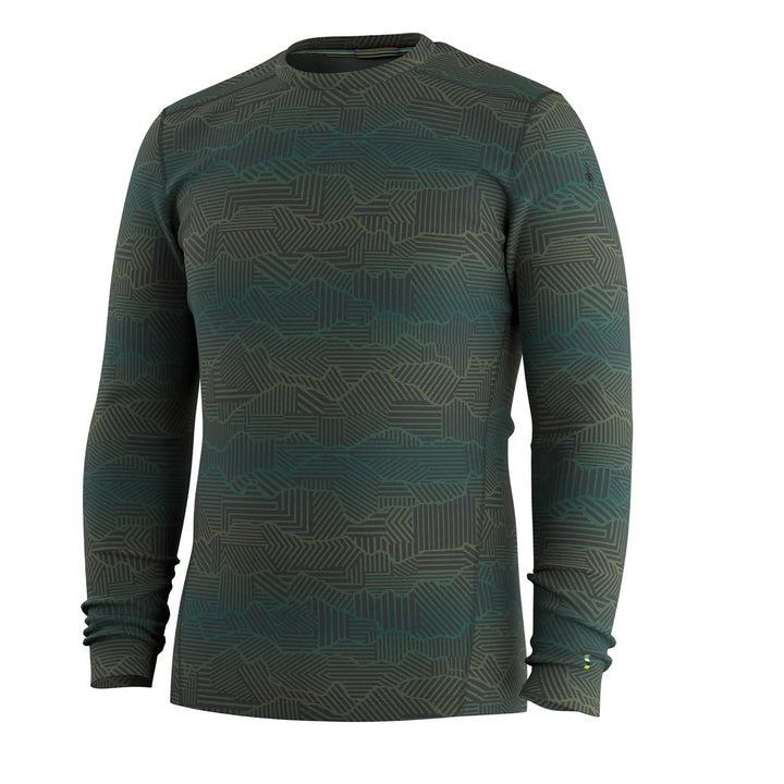 SmartWool Classic Thermal Merino Baselayer Crew Top Men's in Charcoal Linear Peaks