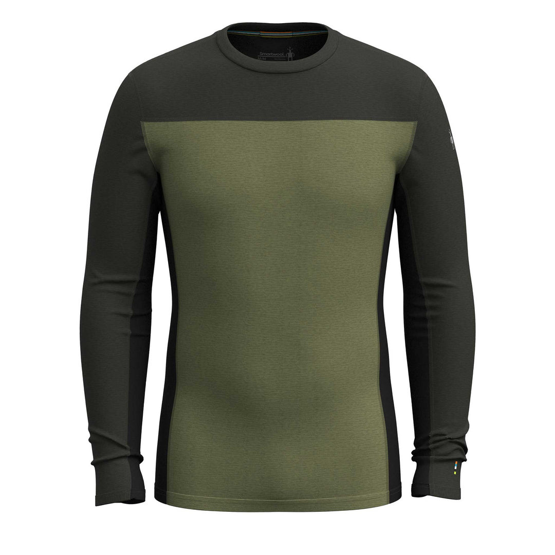 SmartWool Classic Thermal Merino Baselayer Colorblock Crew Top Men's in Winter Moss North Woods