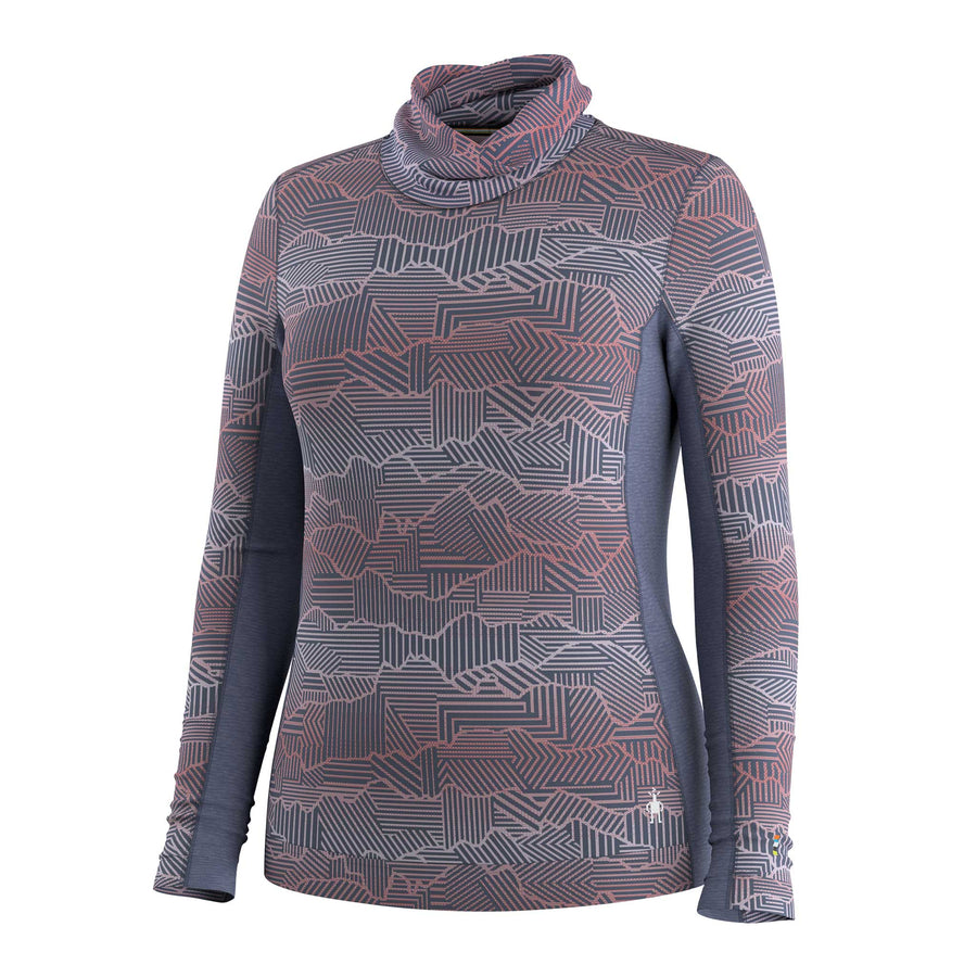Smartwool Classic Thermal Merino Mock Neck Women's in Nightfall Linear Peaks