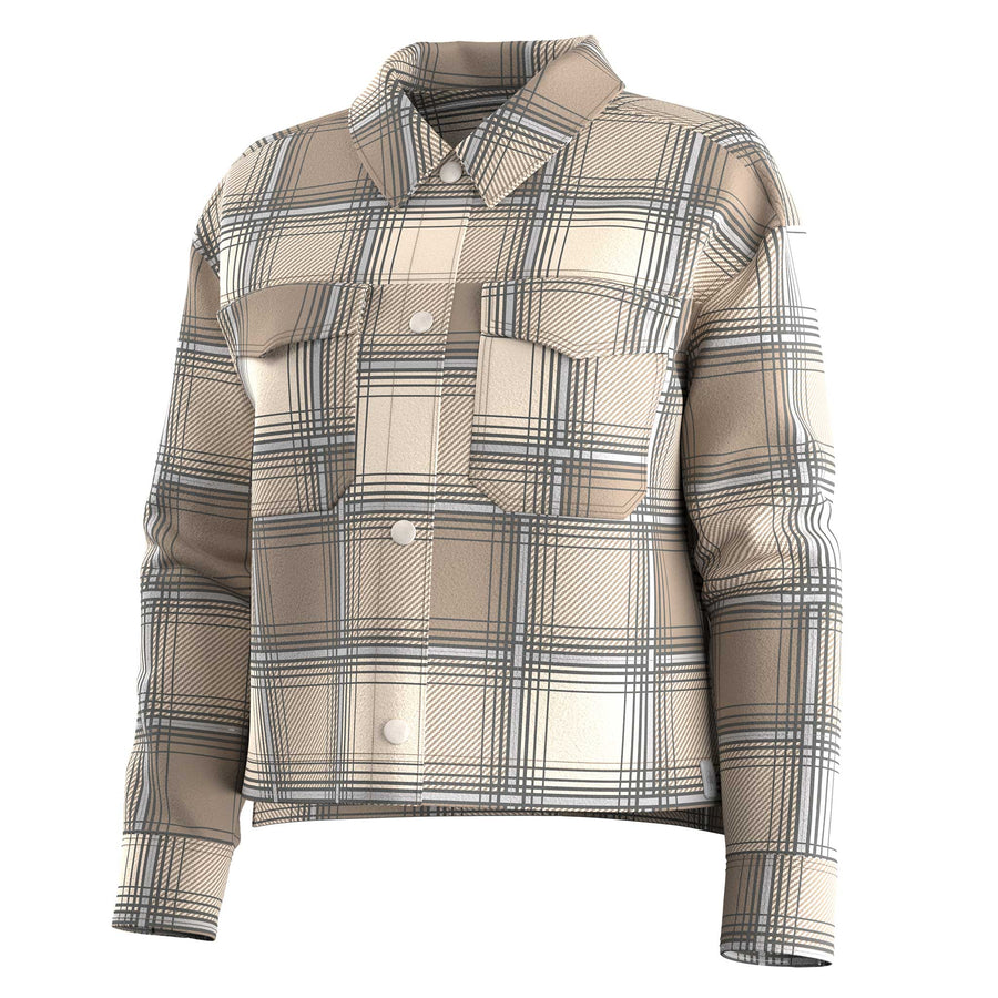 Smartwool Anchor Line Cropped Shirt Jacket Women's in Almond Plaid