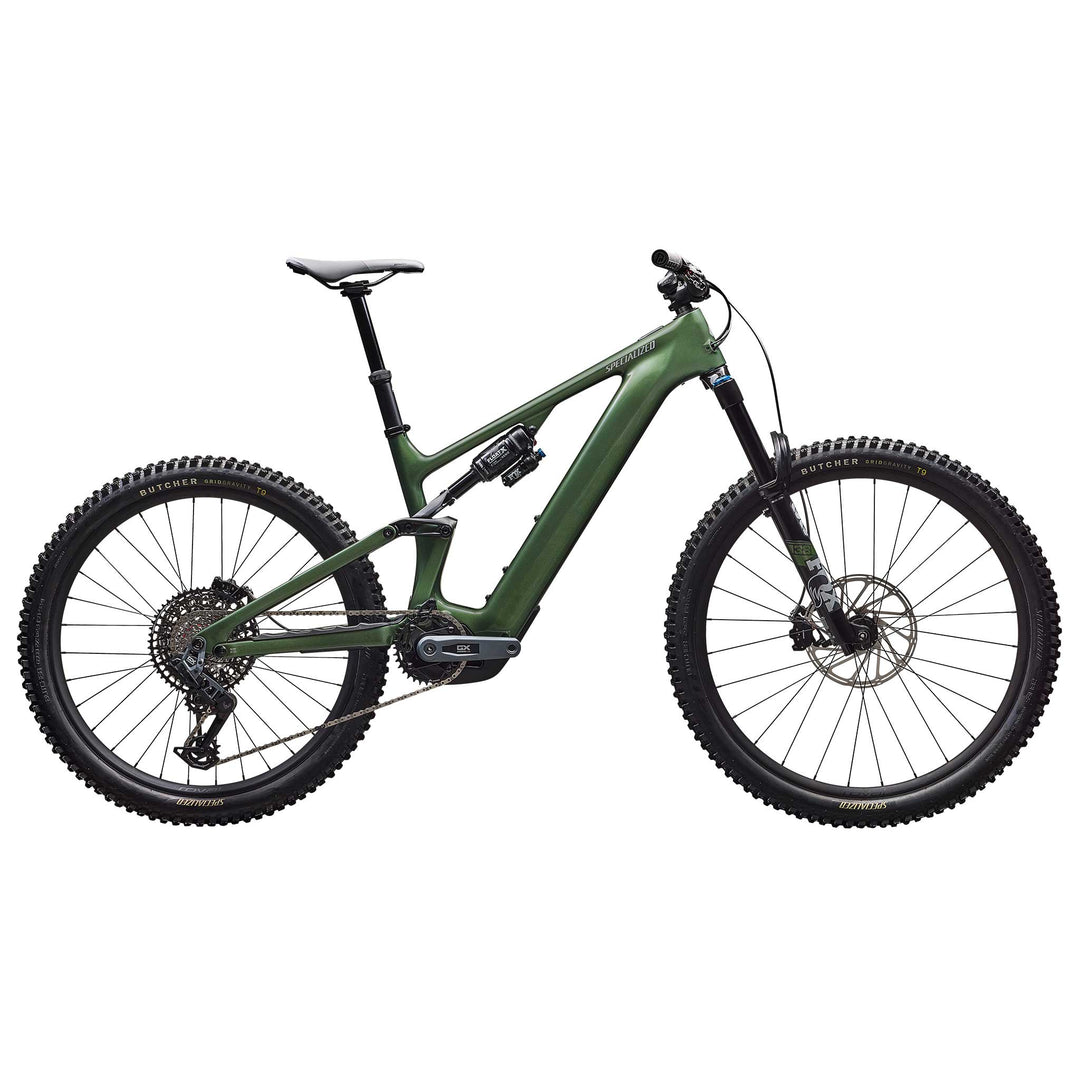 MY26 Turbo Levo 4 Expert electric mountain bike in Gloss-Cypress-Metallic-Silver-Dust