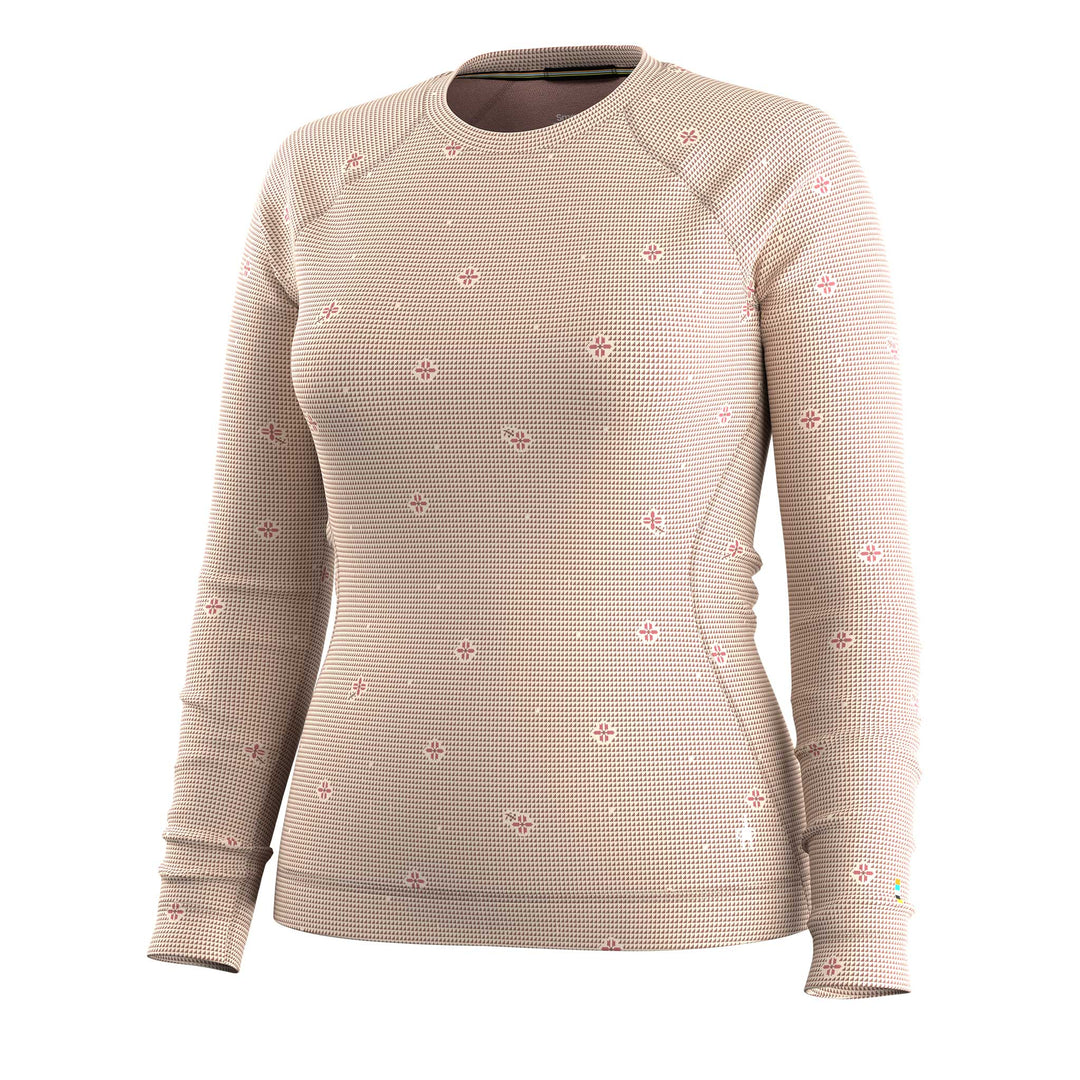 SmartWool Classic Thermal Merino Base Layer Crew Top Women's in Almond Mini Meadow