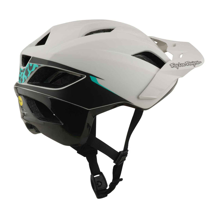 Troy Lee Designs Flowline SE Helmet with MIPS: Stacks in Pumice and Real Teal