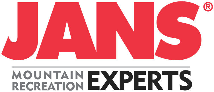 Logo of JANS Mountain Recreation Experts with red and black text on a white background