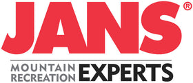 Logo of JANS Mountain Recreation Experts with red and black text on a white background